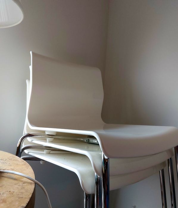 Stołek hoker barowy Ikea Glenn idealny chrom biały