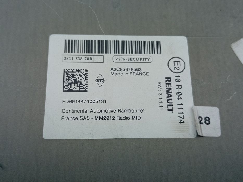 Rádio / auto-rádio RENAULT Zoe (BFM_)