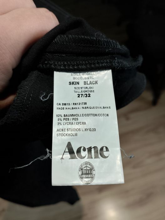 Czarne Damskie Spodnie Jeansowe Dżinsowe Acne Studios Skinny Fit
