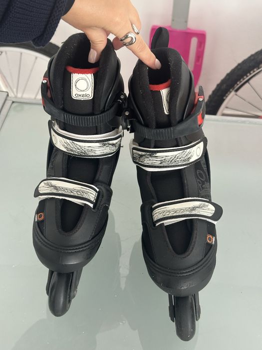 Patins Oxelo preto vermelho e branco  ajustáveis 36-38