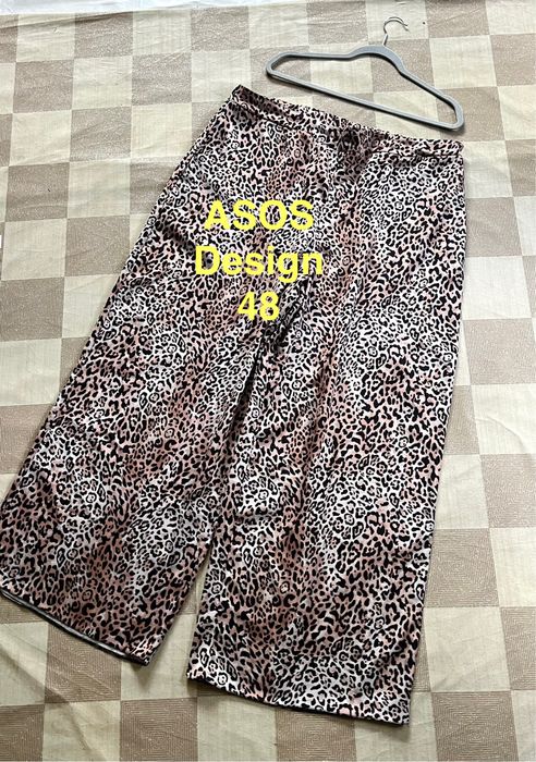 Asos 48 spodnie zwiewne szerokie panterka