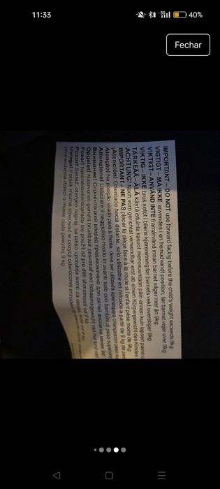 Cadeira auto marca e contra marcha com suporte de segurança