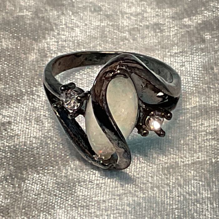 Anel prata 925 cor preta ,tamanho 16 m