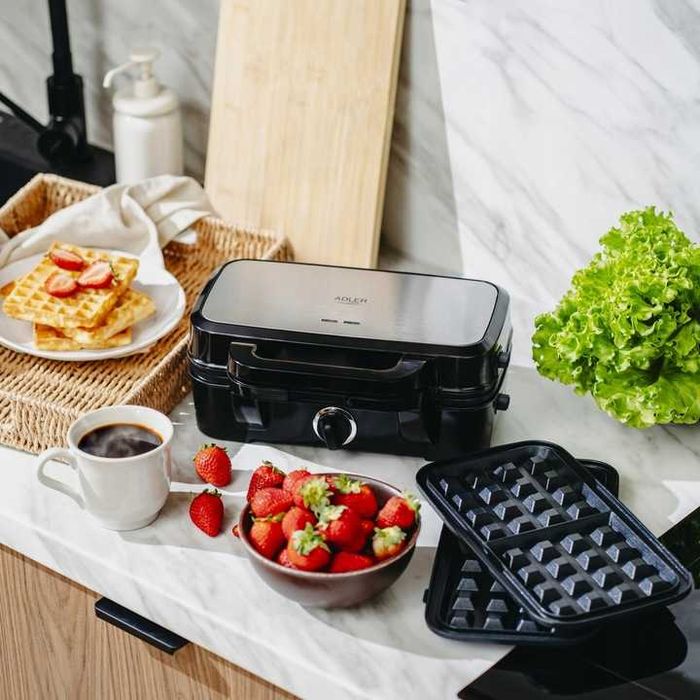 ADLER Opiekacz 3w1 – tosty, grill i gofry w jednym urządzeniu