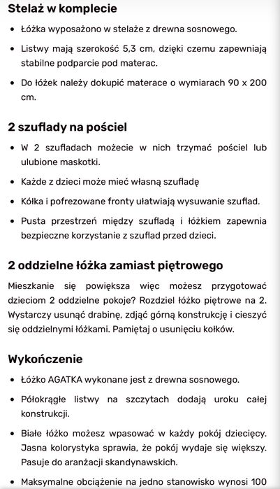 Łóżko piętrowe Agatka
