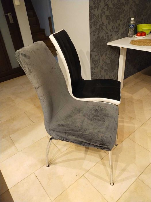 Zestaw 4szt Nowe Pokrowce Na Krzesło Welurowe Uniwersalny Szare