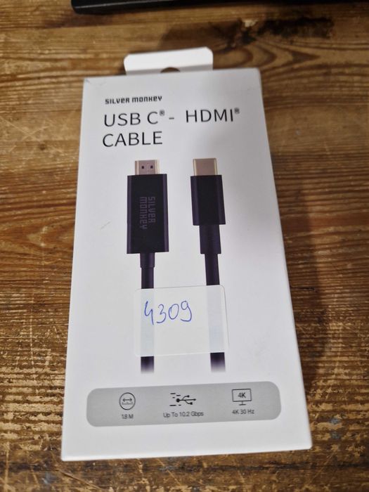 Kabel Silver Monkey USB-C - HDMI v1.4 1,8m Czarny (4309)