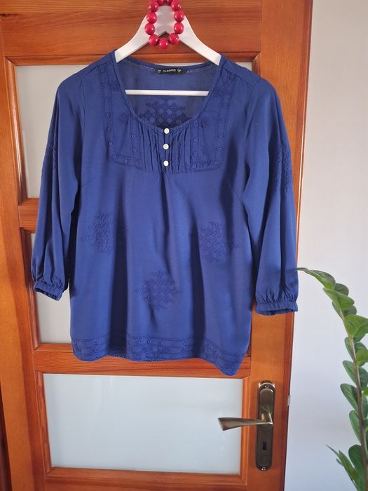 Bluzka elegancka 40 L granatowa haft