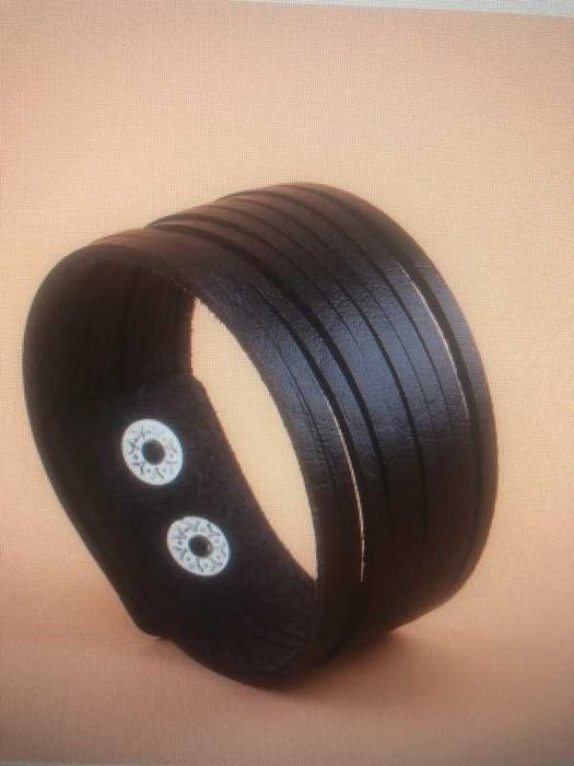 Bransoletka czarna ze skóry PU