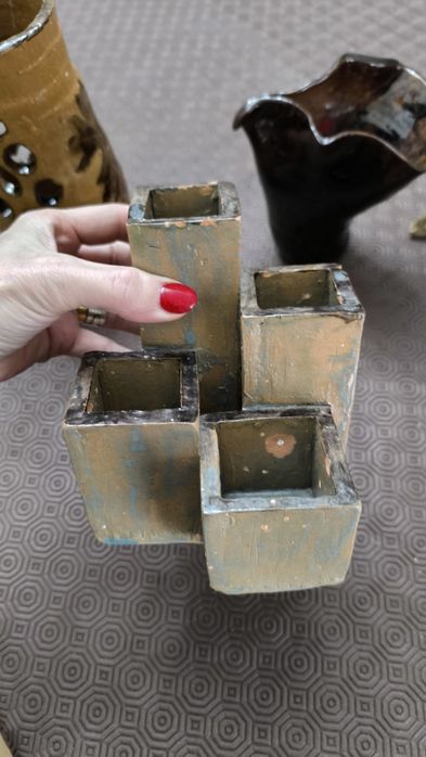 Lote de pecas decorativas feitas à mão em barro - olaria