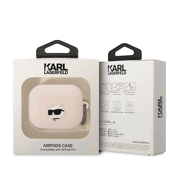 Etui Karl Lagerfeld Silicone Choupette Head 3d na AirPods Pro - różowe