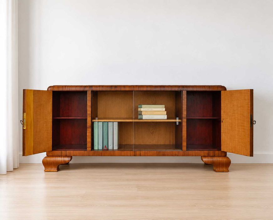 Biblioteczka Witrynka Komoda Art Deco - orzech