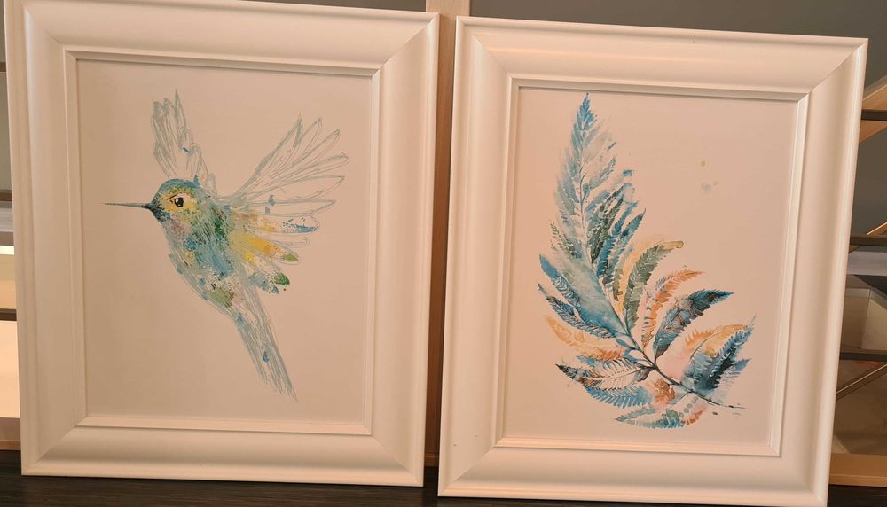 Komplet 2 obrazów w grubej ramie