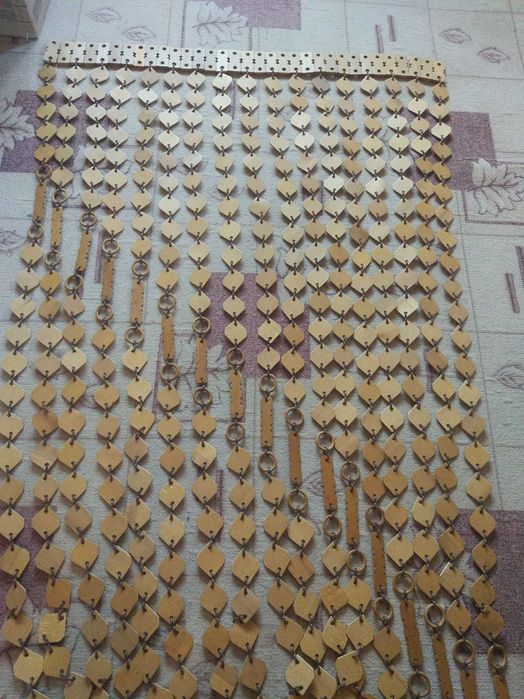 Штора з дерева, деревянная штора ромбы-листики. Размеры 1м на 2м