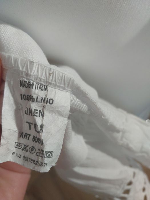 Elegancka biała koszula z lnu – Made in Italy – jak nowa!