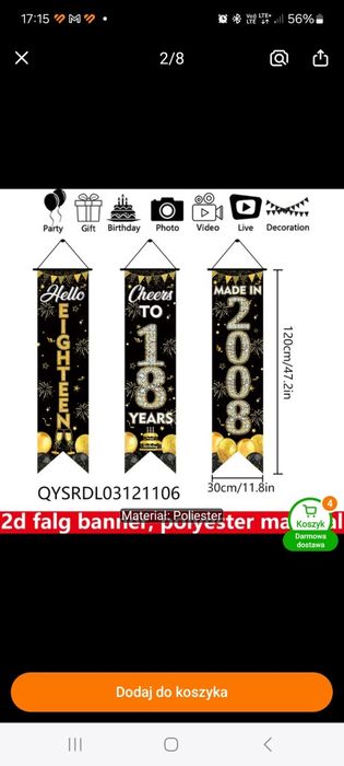Dekoracja 18 urodziny