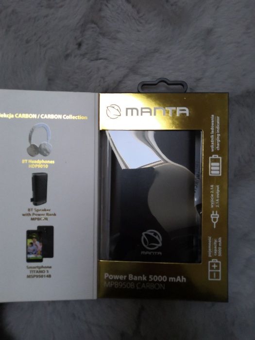 Powerbank Premium MPB950B CARBON 5000 mAh Manta Aluminium Czarny