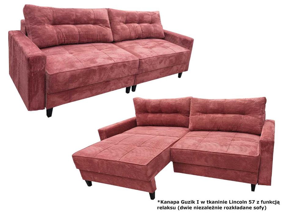 Kanapa Sofa Guzik -Pasy elastyczne + Sprężyna Bonell , . Premium