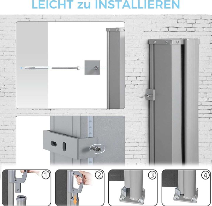 Markiza / boczna / ekran / 167x350CM / balkon / ogród / W182-b!