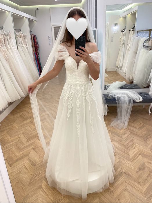 Eleganska suknia ślubna (XS-S) - nowa, nieużywana