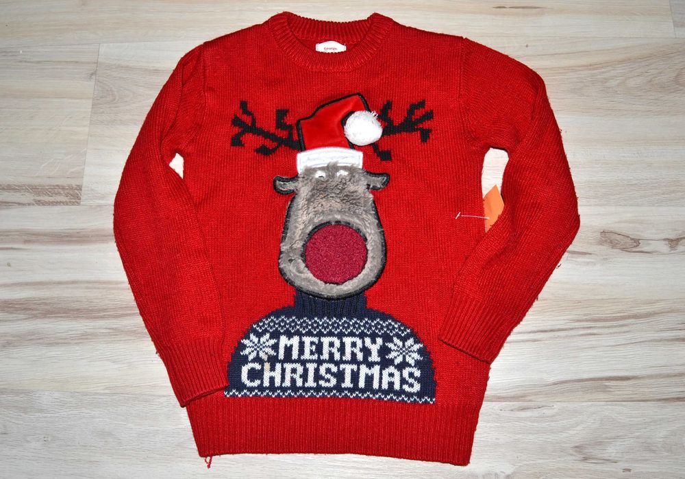 312* George Świąteczny sweter renifer Rudolf 5/6 lat_ 110/116 cm