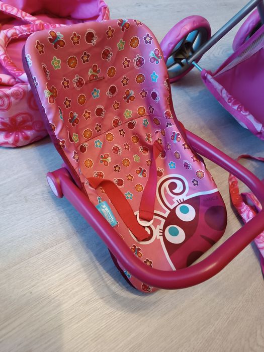 Świetny zestaw dla dziewczynki wózek lalka nosidełko kołderka torba