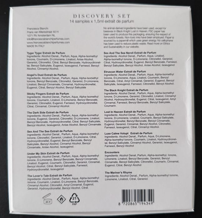 Perfumes Discovery set Francesca Bianchi Novo