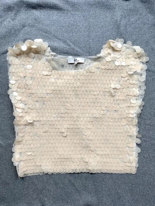 Front Row Shop frontrowshop.com bluzka w łuski cekiny kremowa - r. XS