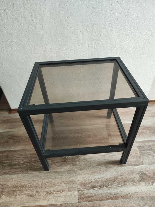 Stolik kawowy szklany blat stół stabilny loft vintage antracyt