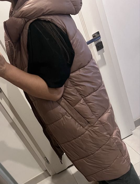 Dluga ciepla kamizelka 4F rozmiar S pudrowy roz