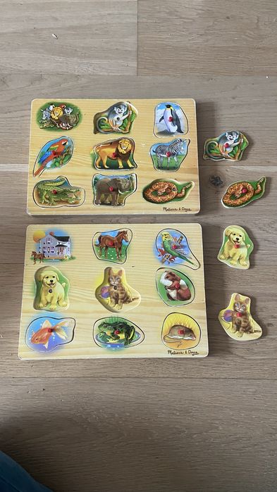 Puzzle drewniane , ukladanka z odglosem zwierząt