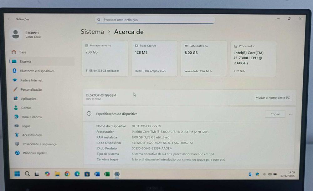 Dell XPS 13 9370 - Ecrã 13.3' FHD/Core i5/SSD NVME/8GB RAM