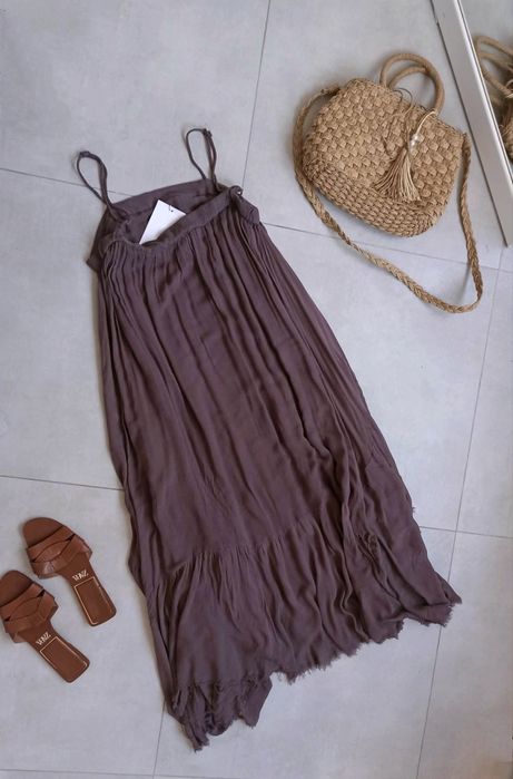 Pull Bear sukienka wiskoza m 38 wrzosowa asymetryczna