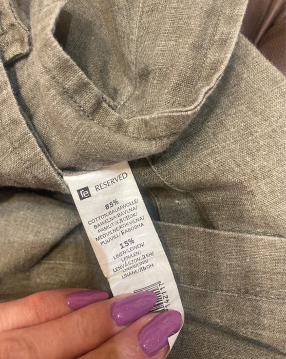 Spódnica len i bawełna khaki L reserved