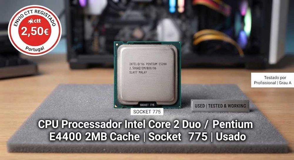 CPU Processador Intel Core 2 Duo / Pentium E4400 a E5200 | 2MB Cache | Socket 775