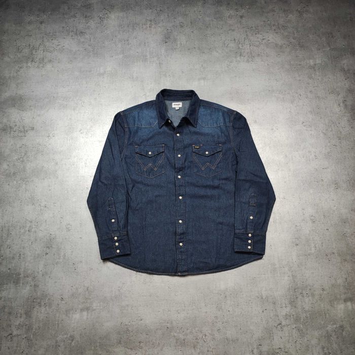 MĘSKA Koszula PREMIUM Granat Denim Jeansowa Wrangler Texas USA Logo