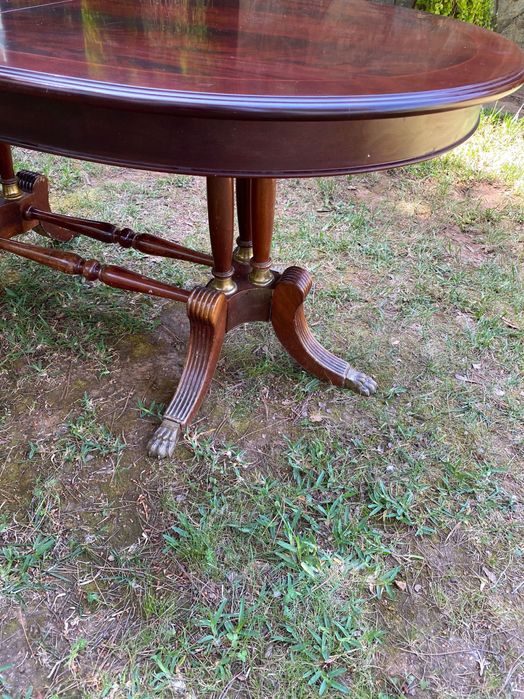 Grande Mesa Oval Mogno de Cuba Pés Garras Bronze 1,65 a 2,12 mt de cmp