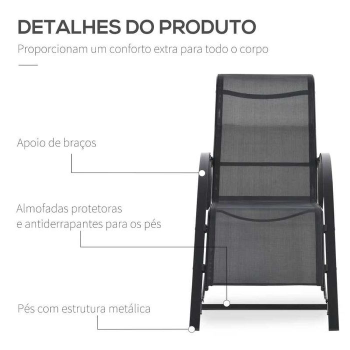 2 Espreguiçadeiras de Jardim com Mesa