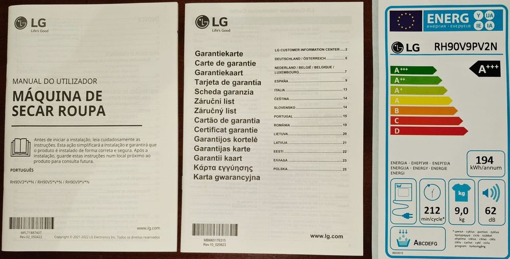 Maquina de secar de 9 kilos marca LG em garantia até 2029