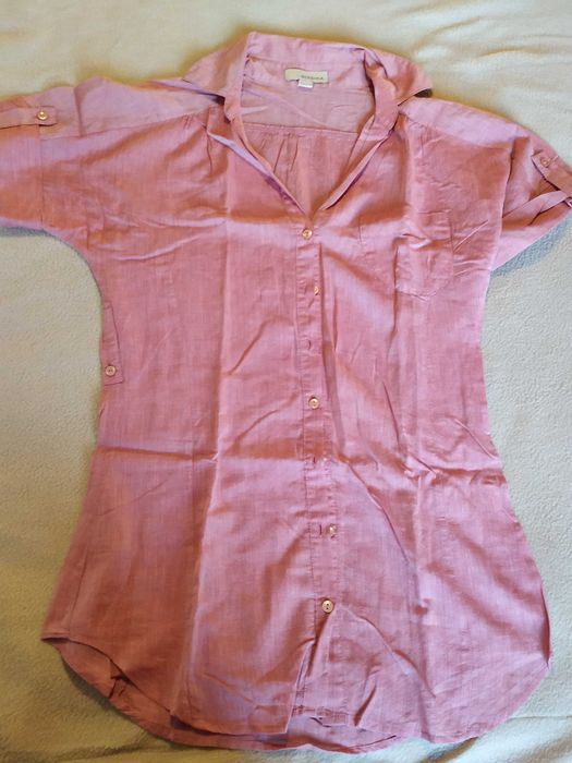 Camisa manga curta rosa bershka