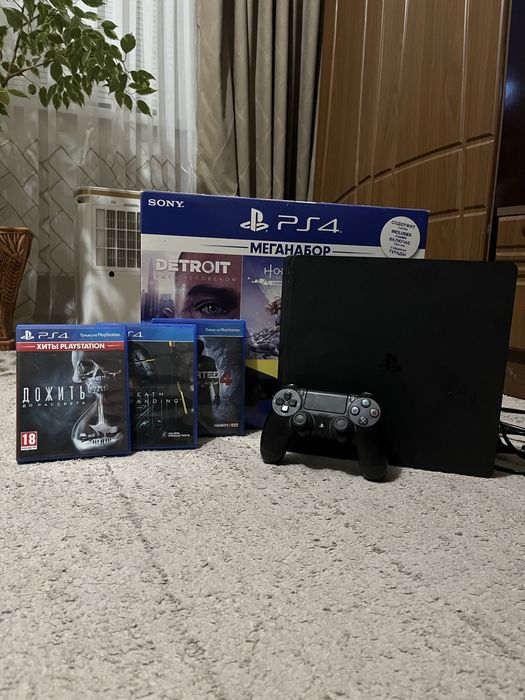 Консоль Ps 4 slim + (Uncharted 4, Until Down, Detroit, Death Stranding