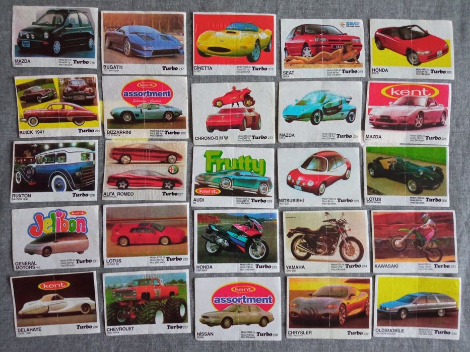 Вкладыши от жвачек Turbo black 191-260 полная серия