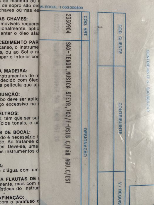 Saxofone Tenor Musica Steyr 702/F-DSIB C/Fá# e estojo