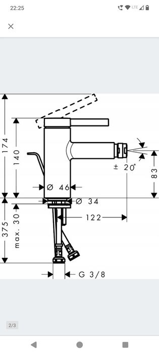 Hansgrohe Zesis S bateria bidetowa BZ7