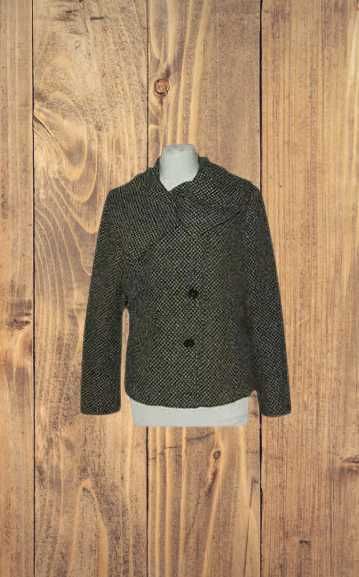 Jesienna  kurtka z tkaniny z wełną z dużym kołnierzem XL/42 | 168E