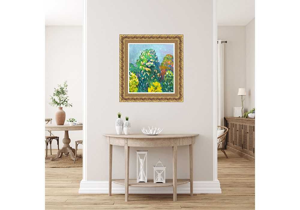 Чегодар Василь (1918-1989). Квітують київські каштани. олія картон