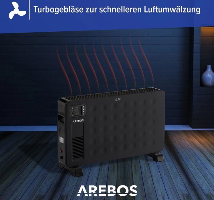 Konwerter Arebos 2300W czarny grzejnik elektryczny