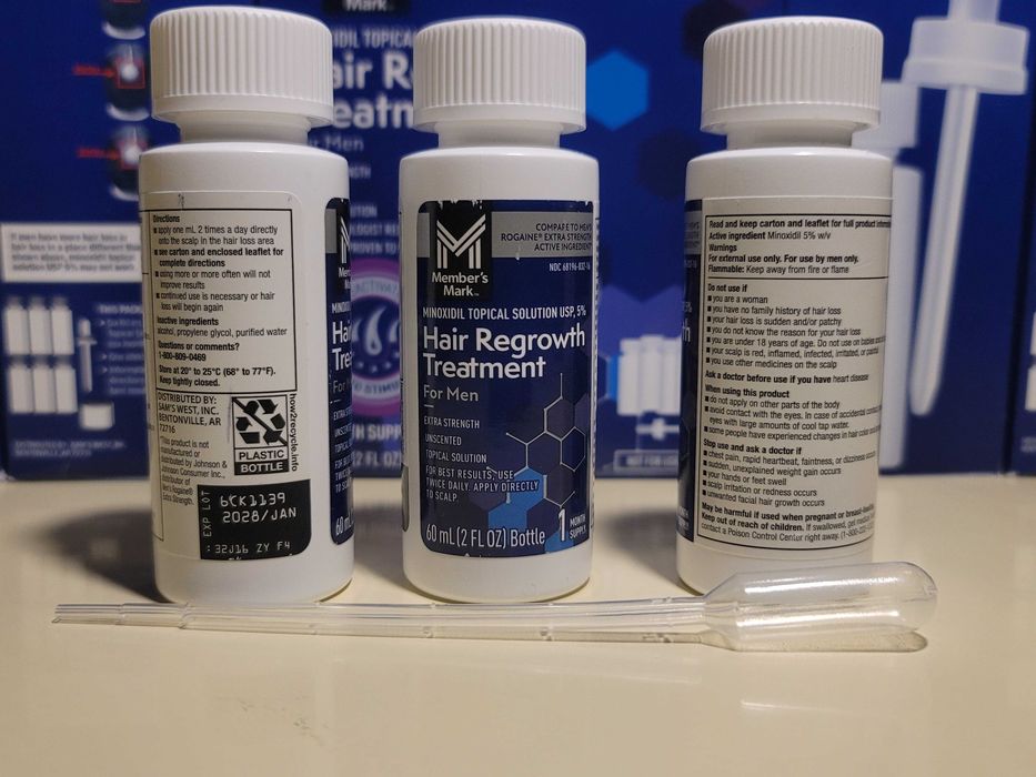 3x Frascos Minoxidil 5% Member’s Mark Líquido (3 Meses) – O "Gémeo" do Kirkland