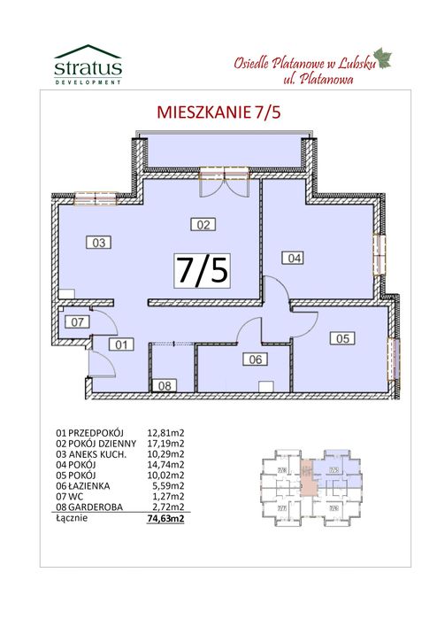 Nowe mieszkanie 74,63 m² + miejsce postojowe Osiedle Platanowe!! - Widok 3