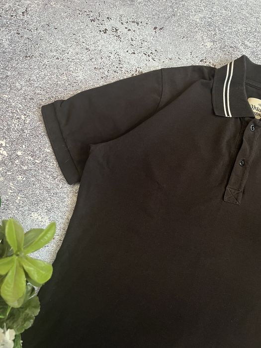 Черная премиальная футболка поло мужская оверсайз Vivienne Westwood